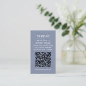 Dusty Blue Gray Modern Minimal Wedding Details QR  Informatiekaartje (Staand voorkant)