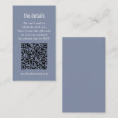 Dusty Blue Gray Modern Minimal Wedding Details QR  Informatiekaartje (Voorkant / Achterkant)