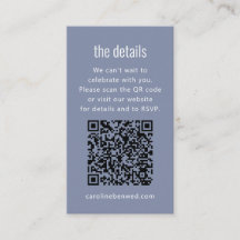 Dusty Blue Gray Modern Minimal Wedding Details QR 