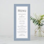 Dusty Blue Gray Modern Minimalist Wedding Menu (Staand voorkant)