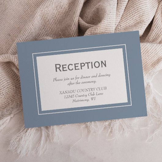 Dusty Blue Gray Modern Wedding Reception Informatiekaartje