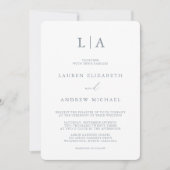 Dusty Blue Gray Monogram Simple Minimalist Weddens Kaart (Voorkant)
