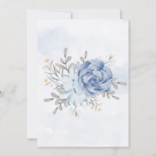 Dusty Blue Gray Painted Peony Wedding Invitting (Achterkant)