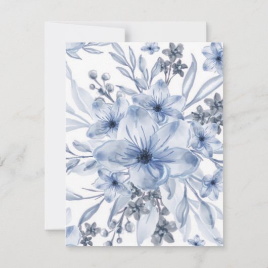 Dusty Blue Gray Peony Brunch & Bubble Invitation Kaart (Achterkant)