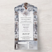 Dusty blue gray roos pine conus winter alle i all in one uitnodiging (Binnen)