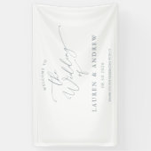 Dusty Blue Gray Welkom op onze bruiloft 1 Spandoek (Verticaal)