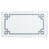 Dusty Blue Greek Key Border King Size Kussensloop (Voorkant-Links)