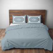 Dusty Blue Greek Key Monogram Standaard Kussen Hoe Kussensloop