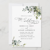 Dusty Blue Green Eucalyptus Greenery Wedding Kaart (Voorkant)
