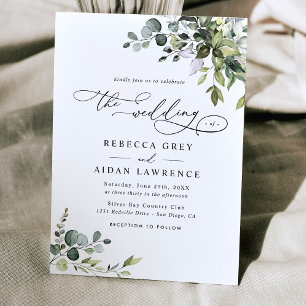 Dusty Blue Green Eucalyptus Greenery Wedding Kaart