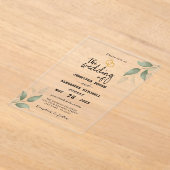 Dusty Blue Green Gold Eucalyptus Greenery Wedding Acryl Uitnodigingen (Laagn)
