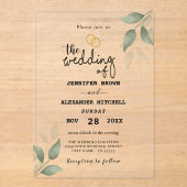 Dusty Blue Green Gold Eucalyptus Greenery Wedding Acryl Uitnodigingen (Voorkant)