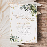 Dusty Blue Green Gold Eucalyptus Greenery Wedding Kaart<br><div class="desc">Dit elegante collectie is voorzien van gemengde groenbladeren van de waterverf in combinatie met een klastig serif en een delicaat sans lettertype in zwart,  met een monogram op de achterzijde. Overeenkomende objecten beschikbaar.</div>