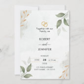 Dusty Blue Green Gold Eucalyptus Greenery Wedding Kaart (Voorkant)