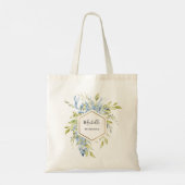 Dusty Blue Green Greenery Gold Lijst Bridesmaid Tote Bag (Achterkant)