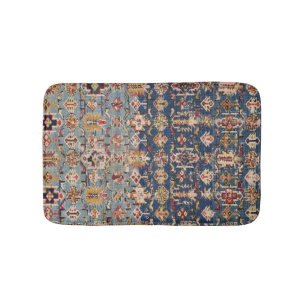 Dusty Blue Green Kuba Yellow Bands  Badmat