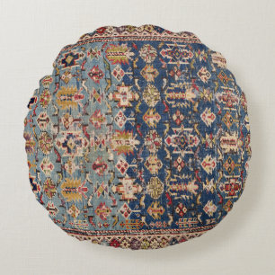 Dusty Blue Green Kuba Yellow Bands Rond Kussen