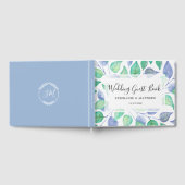 Dusty Blue Green Leaf Waterverf geschilderde bruil Gastenboek (Volledig)
