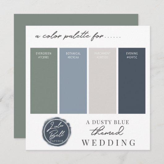 Dusty Blue Green Navy & Grey Color Palette Kaart (Voorkant / Achterkant)