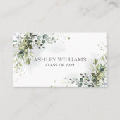 Dusty Blue Greenery Afstuderen Naam Kaart Naam Visitekaartje (Voorkant)