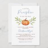 Dusty Blue Greenery Autumn Pumpkin Baby shower Kaart (Voorkant)