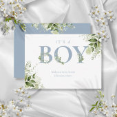 Dusty Blue Greenery Baby shower Behuizing Kaart