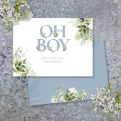 Dusty Blue Greenery Baby shower Behuizing Kaart