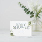 Dusty Blue Greenery Baby shower Behuizing Kaart (Staand voorkant)