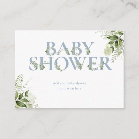 Dusty Blue Greenery Baby shower Behuizing Kaart (Voorkant)