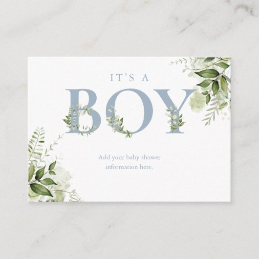 Dusty Blue Greenery Baby shower Behuizing Kaart (Voorkant)