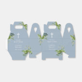 Dusty Blue Greenery Baptism Christening Bedankdoosjes (Uitgevouwen)