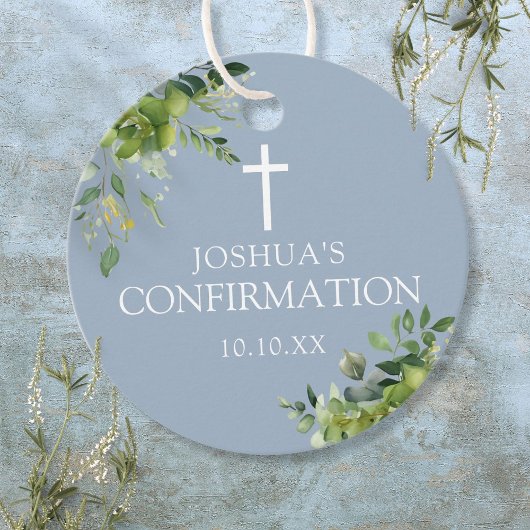 Dusty Blue Greenery Bloemen Bevestiging Bedankjes Labels