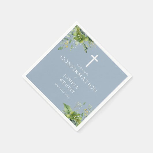 Dusty Blue Greenery Bloemen Bevestiging Servet (Hoek)