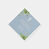 Dusty Blue Greenery Bloemen Eerste Heilige Communi Servet (Hoek)