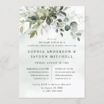 Dusty Blue Greenery Boho Wedding Rehearsal Dinner Kaart<br><div class="desc">Het ontwerp bevat een boeket van waterverf groen, eucalyptus en een succulent over een stoffige blauwe waterverf splash. Het ontwerp bevat ook spetters van geverfd (bedrukt) goud en groen. Uitzicht de verbinding van het collectie op deze pagina om alle passende punten in dit prachtige ontwerp te zien of zie hier...</div>