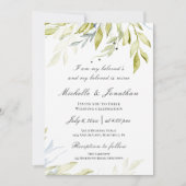 Dusty Blue Greenery Botanical Christelijk Wedding Kaart (Voorkant)