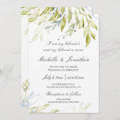 Dusty Blue Greenery Botanical Christelijk Wedding Kaart (Voorkant / Achterkant)