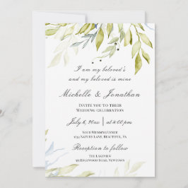 Dusty Blue Greenery Botanical Christelijk Wedding Kaart