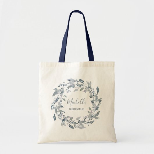 Dusty Blue Greenery Bridal Party Tote Bag (Voorkant)