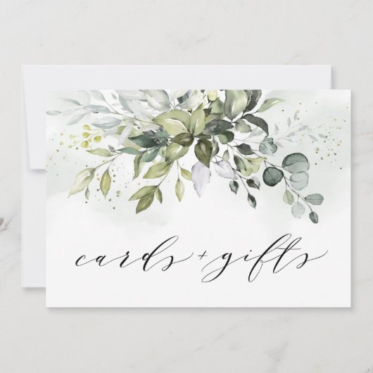 Dusty Blue Greenery Cards en Gifts Wedding Sign Aankondiging (Voorkant)