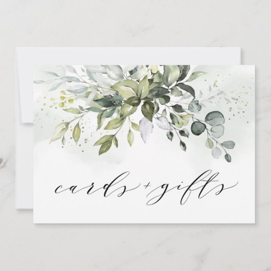 Dusty Blue Greenery Cards en Gifts Wedding Sign Aankondiging (Achterkant)