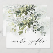 Dusty Blue Greenery Cards en Gifts Wedding Sign Aankondiging (Voorkant / Achterkant)
