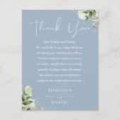 Dusty Blue Greenery Dank u Trouwplaats Kaart (Voorkant)