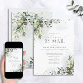 Dusty Blue Greenery Elegant Virtual Vrijgezellenfe Kaart