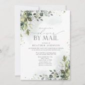 Dusty Blue Greenery Elegant Virtual Vrijgezellenfe Kaart (Voorkant)