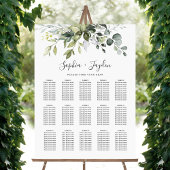 Dusty Blue Greenery Elegant Wedding Seding Chart Poster