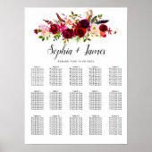 Dusty Blue Greenery Elegant Wedding Seding Chart Poster (Voorkant)