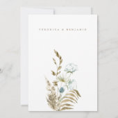 Dusty Blue Greenery en Dried Pampas Grass Wedding Kaart (Achterkant)