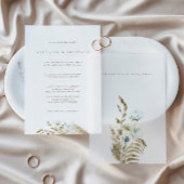 Dusty Blue Greenery en Dried Pampas Grass Wedding Vellum Uitnodigingen