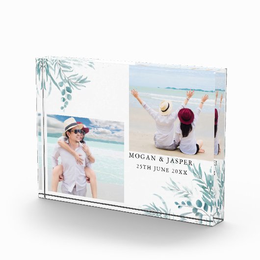 Dusty Blue Greenery Eucalyptus Leaves Wedding Fotoblokken (Rechts)